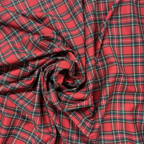 Tessuto pettinato motivo quadri rosso - nero - giallo