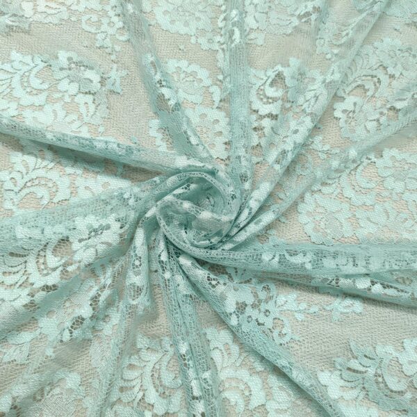 Tessuto pizzo motivo floreale verde tiffany