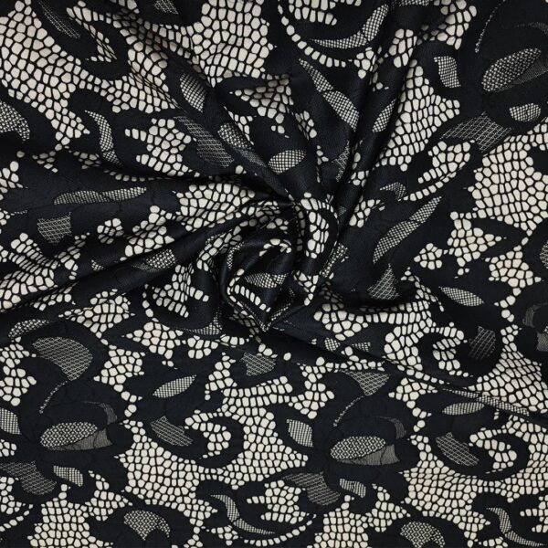 Tessuto pizzo doppiato nero - beige