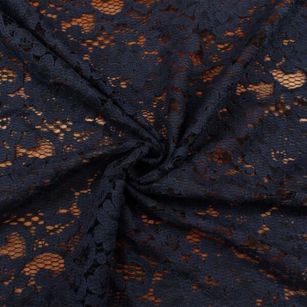 Tessuto pizzo doppio smerlo motivo floreale avio