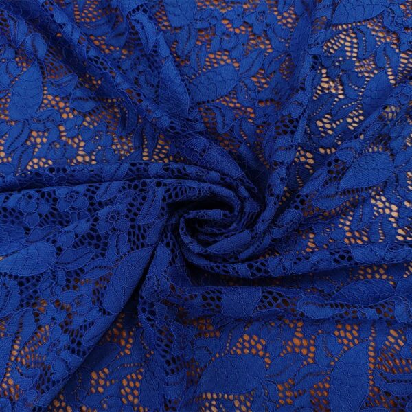 Tessuto pizzo elasticizzato motivo floreale blu elettrico
