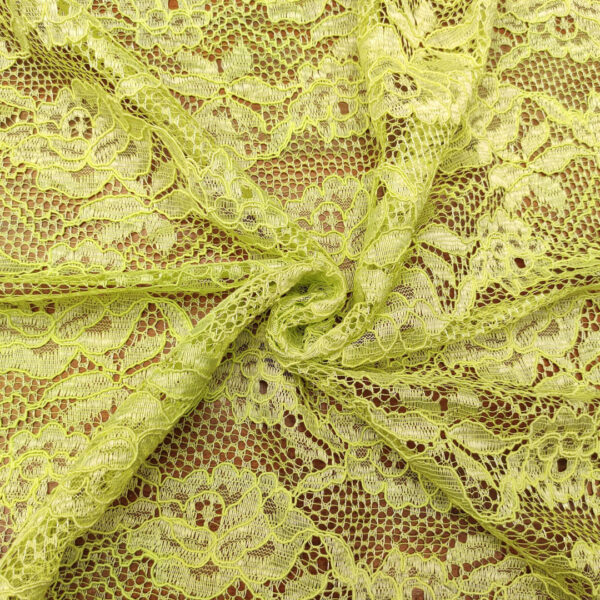 Tessuto pizzo motivo floreale lime