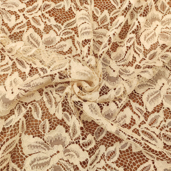 Tessuto pizzo motivo floreale beige