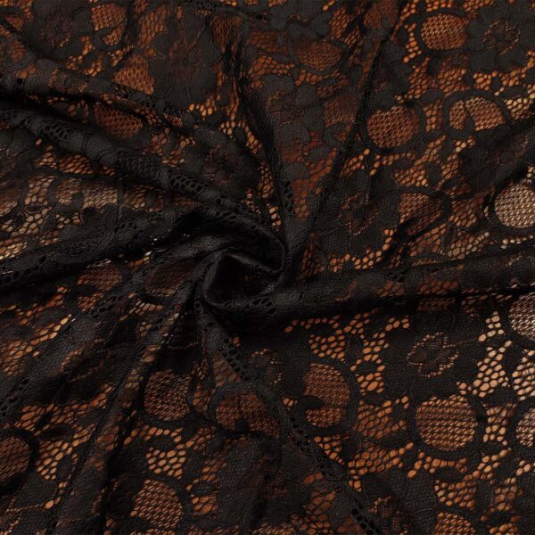 Tessuto pizzo motivo floreale nero