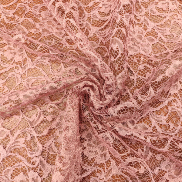 Tessuto pizzo motivo floreale rosa antico