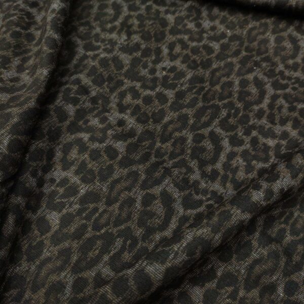 Tessuto Punto Milano a fantasia motivo animalier nero - grigio