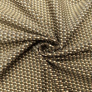 Tessuto Punto Milano a fantasia motivo geometrico lurex panna - nero - marroncino