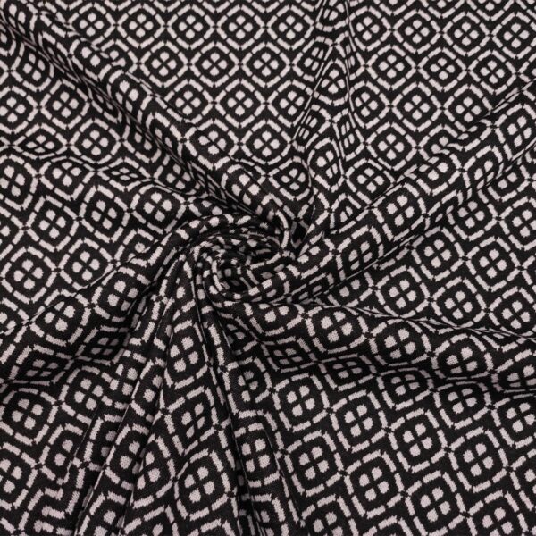 Tessuto Punto Milano a fantasia motivo geometrico grigio - nero