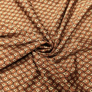 Tessuto Punto Milano a fantasia motivo geometrico marroncino - beige - nero