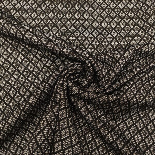 Tessuto Punto Milano a fantasia motivo geometrico nero - argento - grigio