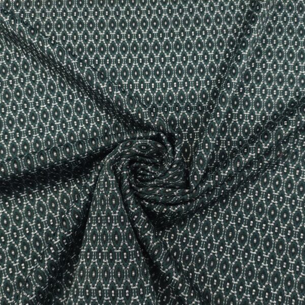 Tessuto Punto Milano a fantasia motivo geometrico verde bottiglia - nero - grigio