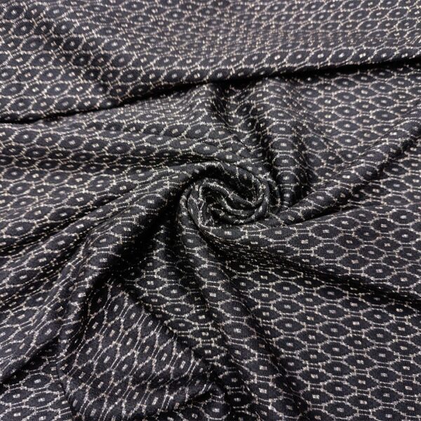 Tessuto Punto Milano a fantasia motivo geometrico nero - oro