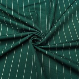 Tessuto Punto Milano a fantasia motivo gessato verde bottiglia - bianco