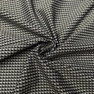 Tessuto Punto Milano a fantasia motivo pied de poule grigio - nero