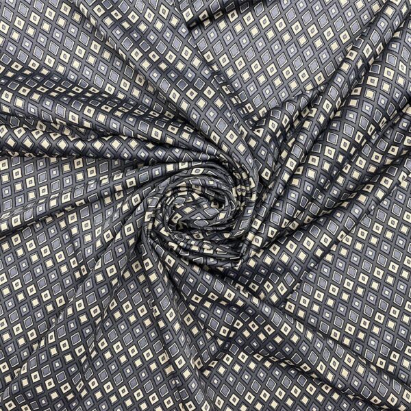 Tessuto Punto Milano a fantasia motivo rombi grigio piombo - grigio - beige - nero