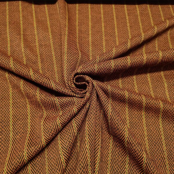 Tessuto Punto Milano a fantasia motivo spigato ruggine - verde acido