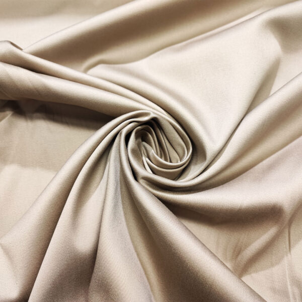 Tessuto Rasatello di cotone in tinta unita beige scuro