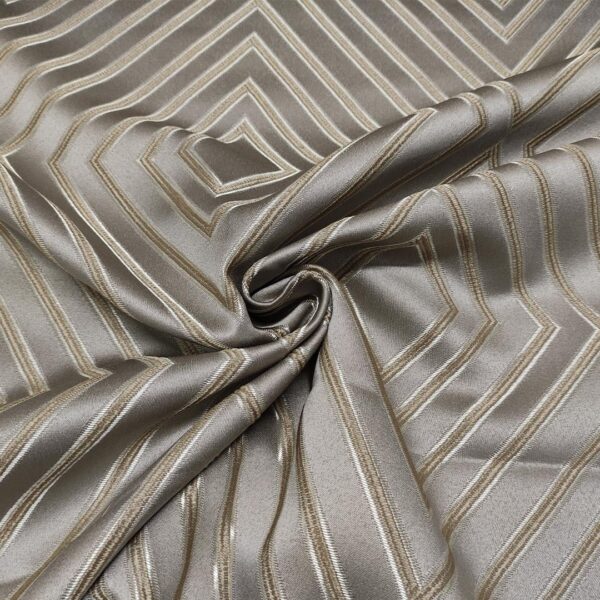 Tessuto Raso damascato per arredo motivo geometrico tortora - nocciola