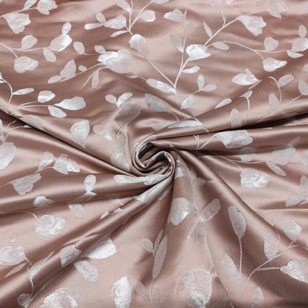 Tessuto Raso damascato per arredo motivo floreale rosa antico