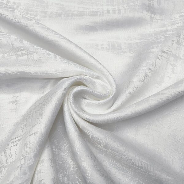 Tessuto Raso damascato per arredo motivo astratto bianco
