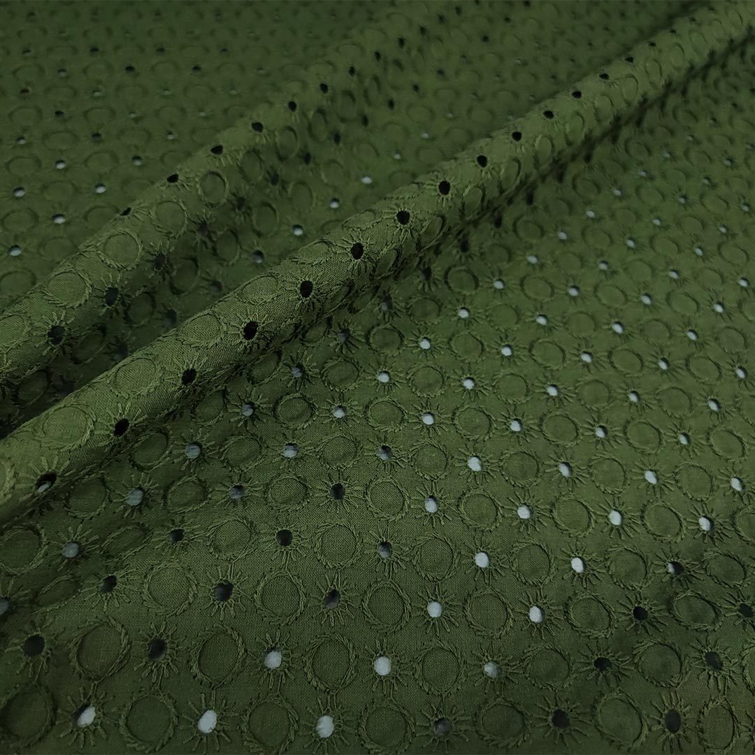 Tessuto Sangallo in tinta unita verde militare
