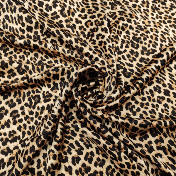 Tessuto Satin a fantasia motivo animalier piccolo beige - marrone - marroncino