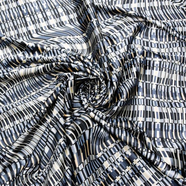 Tessuto Satin a fantasia motivo astratto beige - grigio