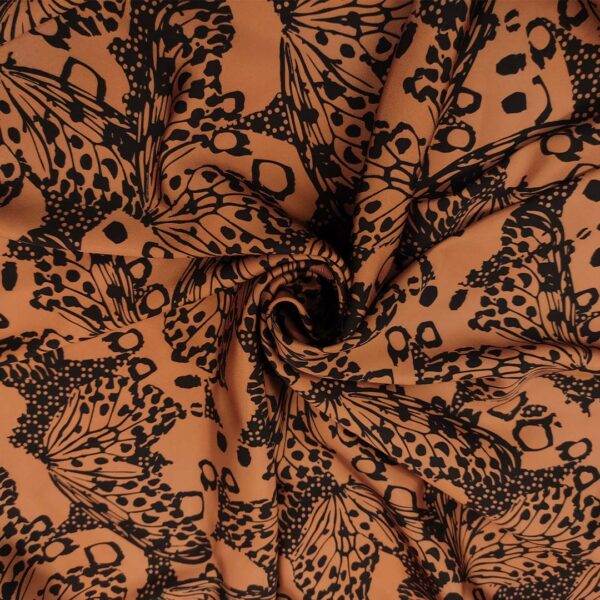 Tessuto Satin a fantasia motivo astratto cuoio - nero