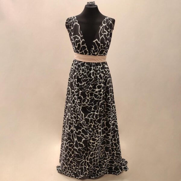 Tessuto Satin a fantasia motivo astratto nero - bianco