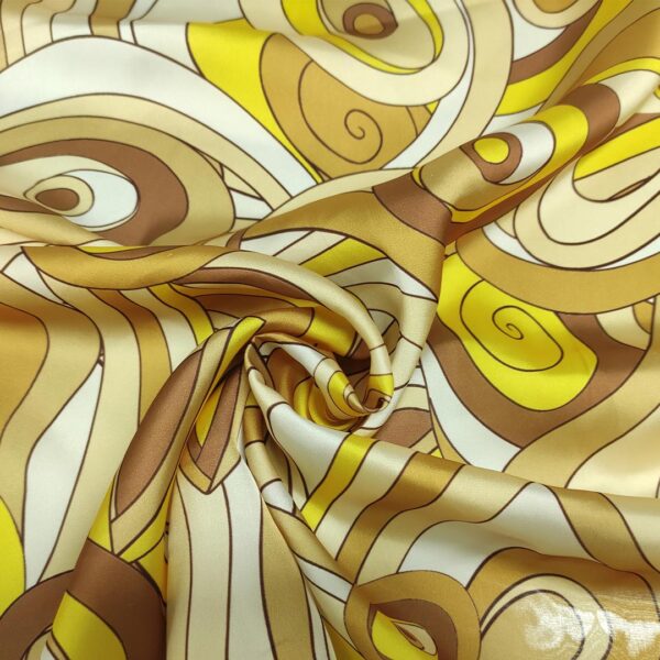 Tessuto Satin a fantasia motivo astratto ocra - beige - coccio
