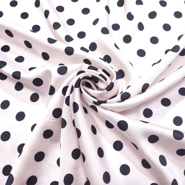 Tessuto Satin a fantasia motivo pois rosa - nero