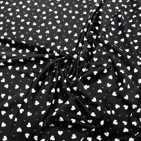 Tessuto Satin a fantasia motivo astratto nero - bianco