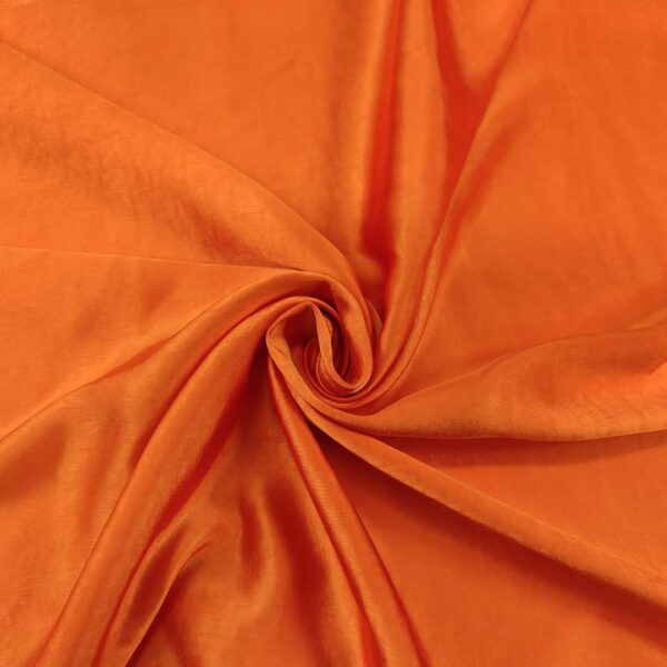 Tessuto Satin effetto stropicciato tinta unita arancione