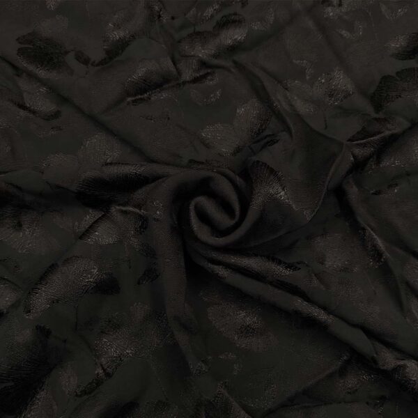 Tessuto Satin leggero jacquard motivo floreale nero