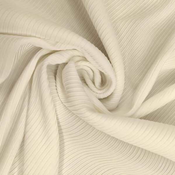 Tessuto Scuba a costine tinta unita bianco seta