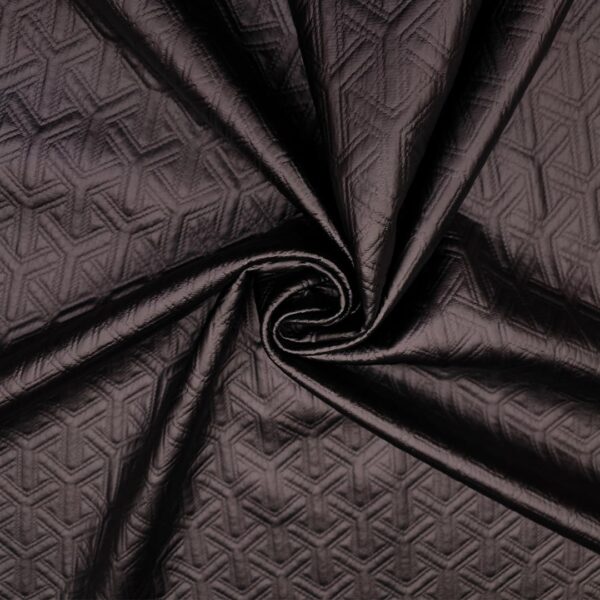 Tessuto Scuba doppiato con ecopelle motivo geometrico nero