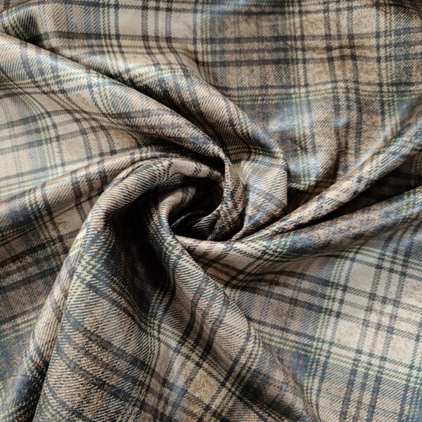 Tessuto Simil Dainetto a fantasia motivo quadri cuoio - nero