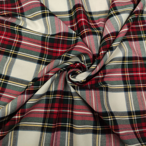 Tessuto Tartan bianco - rosso - verde