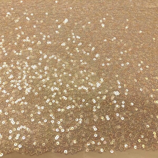 Tessuto Tulle Elasticizzato Ricamato con paillettes tinta unita panna boreale
