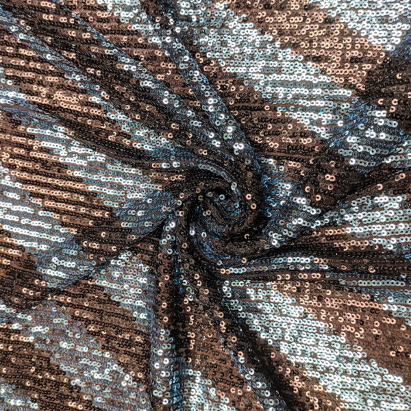 Tessuto Tulle Elasticizzato Ricamato con paillettes motivo astratto avio - nero