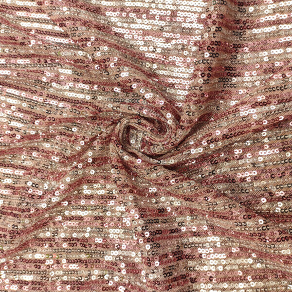 Tessuto Tulle Elasticizzato Ricamato con paillettes rosa - argento