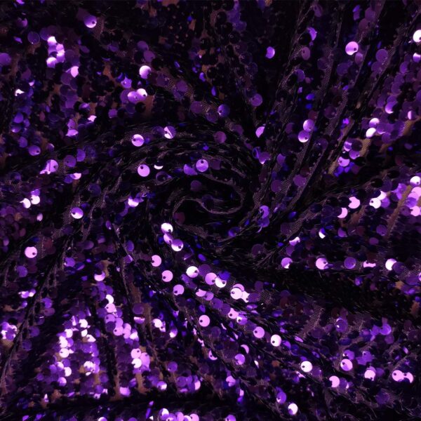 Tessuto Tulle Elasticizzato Ricamato con paillettes viola