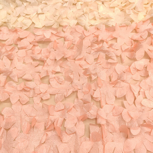 Tessuto Tulle mano seta ricamato con fiori in 3D bicolore rosa