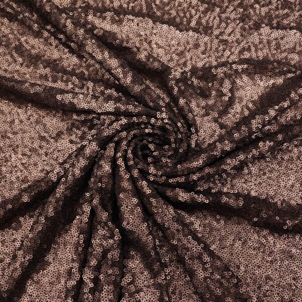 Tessuto Tulle Elasticizzato Ricamato con paillettes tinta unita testa di moro