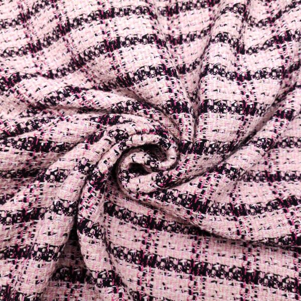 Tessuto Tweed Bouclé in cotone rosa - blu