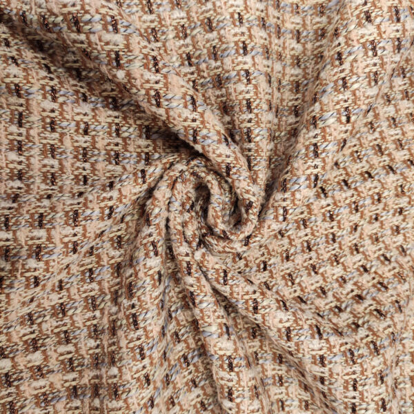 Tessuto Tweed Bouclé in lana beige - coccio - rosa