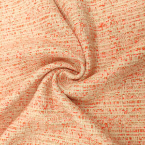 Tessuto Tweed Bouclé in cotone arancione fluo - panna
