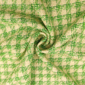 Tessuto Tweed Bouclé in cotone beige - verde
