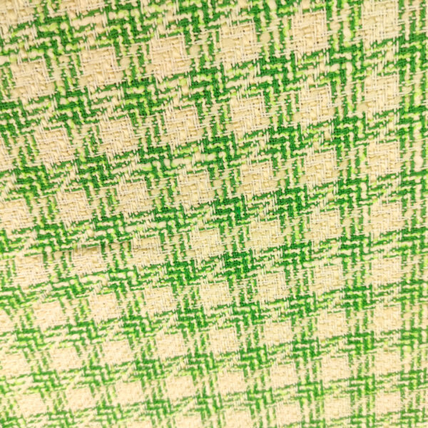 Tessuto Tweed Bouclé in cotone beige - verde