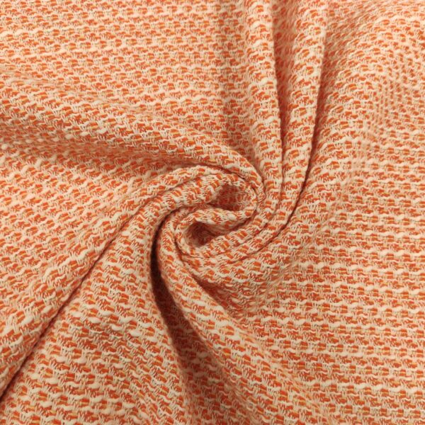 Tessuto Tweed Bouclé in cotone bianco - arancione